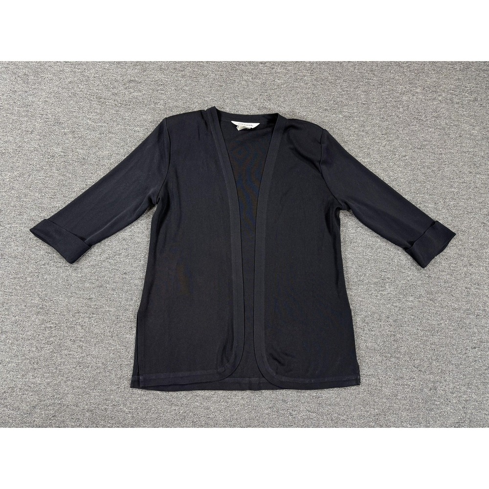 Misook Cardigan Sweater Womens Small Black Open Front SweaterQuarter Sleeve‎
